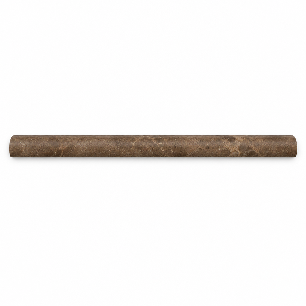 Brown Noce Travertine Pencil Tile Trim 3/4x12, Honed - white background