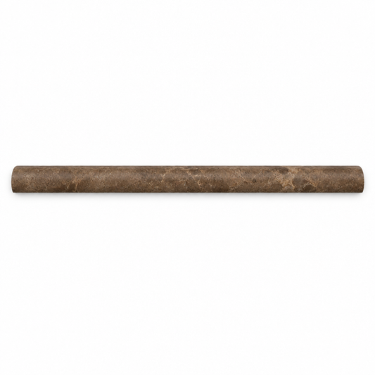 Brown Noce Travertine Pencil Tile Trim 3/4x12, Honed - white background
