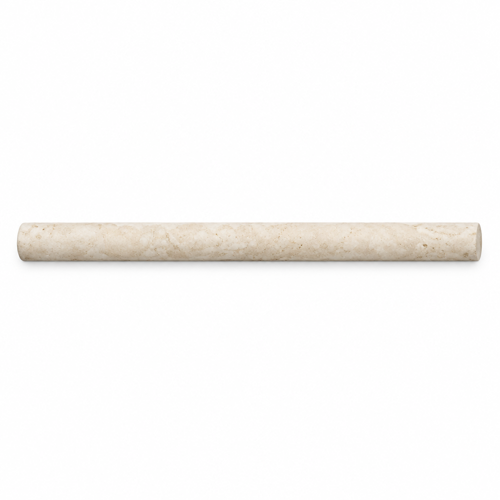 Ivory Travertine Pencil Tile Trim 3/4x12, Honed - white background