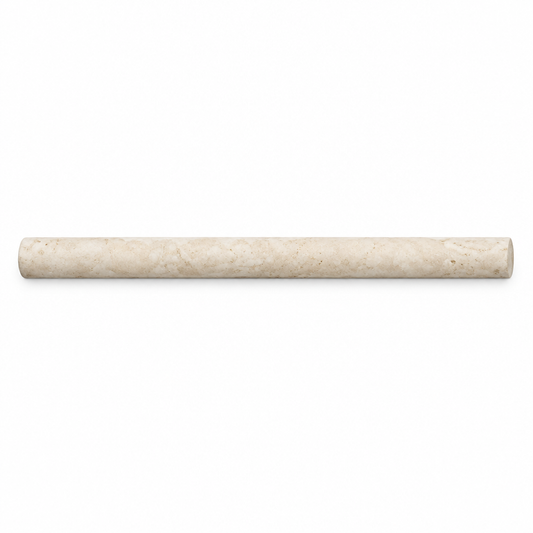 Ivory Travertine Pencil Tile Trim 3/4x12, Honed - white background