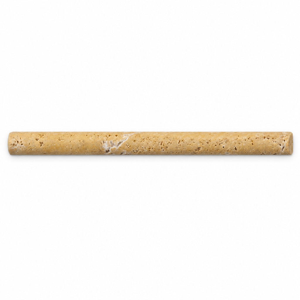 Gold Travertine Pencil Tile Trim 1/2x12, Honed - white background