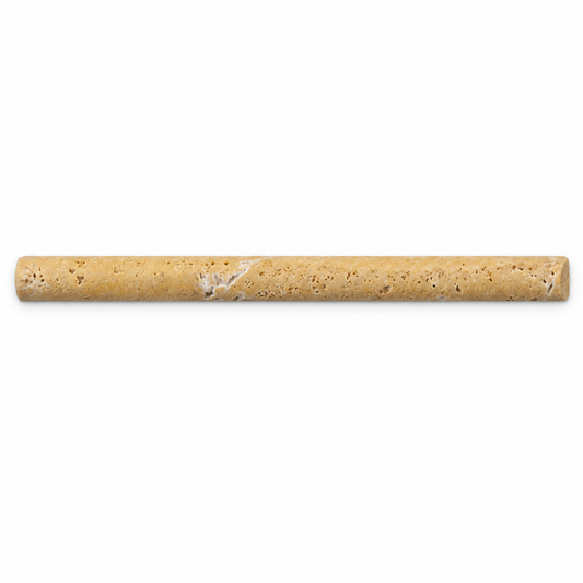 Gold Travertine Pencil Tile Trim 1/2x12, Honed - white background