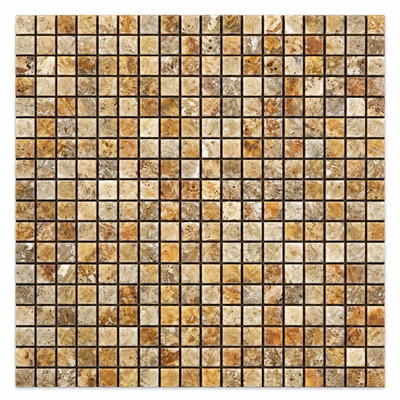 Scabos Travertine Mosaic Tile 5/8x5/8, Polished