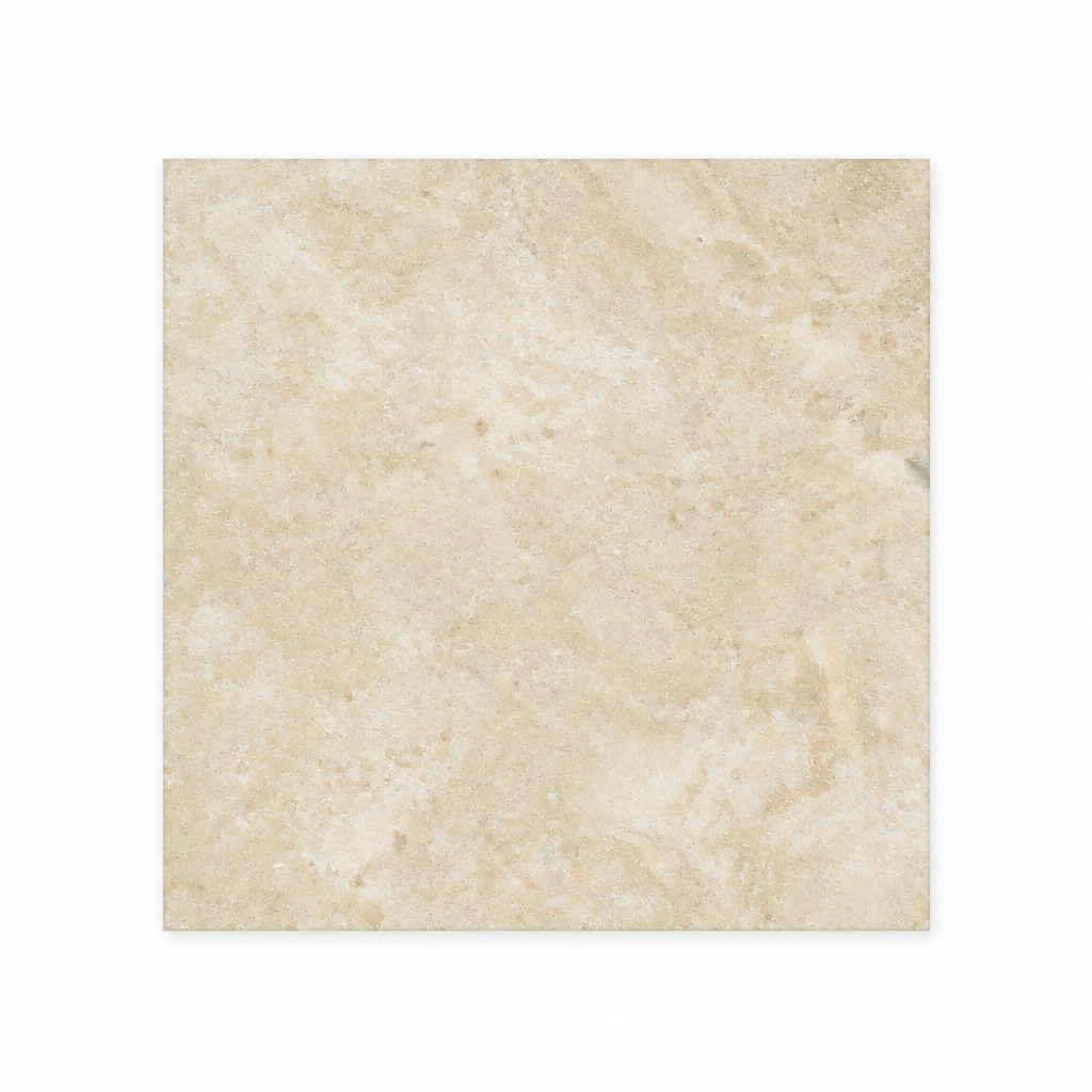 Beige Durango Travertine Tile 6x6, Filled & Honed - white background