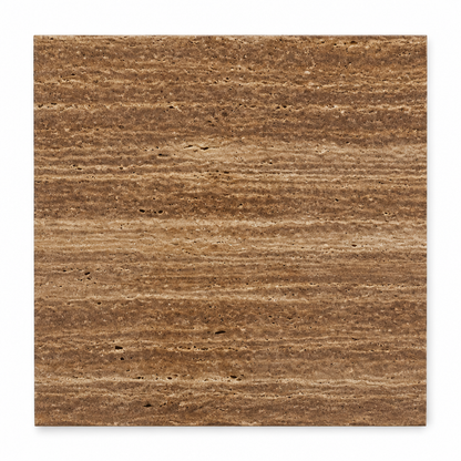 Brown Noce Travertine Tile 18x18, Brushed & Unfilled & Vein-Cut - white background