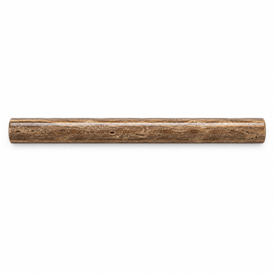 Brown Noce Travertine Pencil Tile Trim 3/4x12, Polished & Vein-Cut
