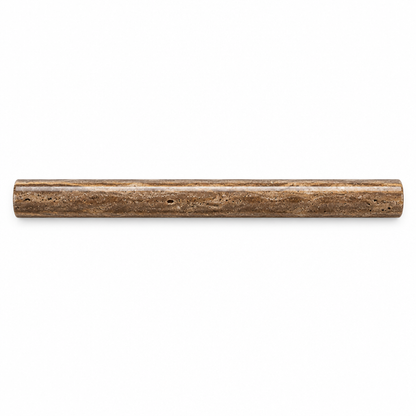 Brown Noce Travertine Pencil Tile Trim 3/4x12, Polished & Vein-Cut - white background