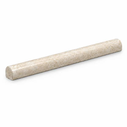 Ivory Travertine Pencil Tile Trim 3/4x12, Honed - 45 degree view showing thickness