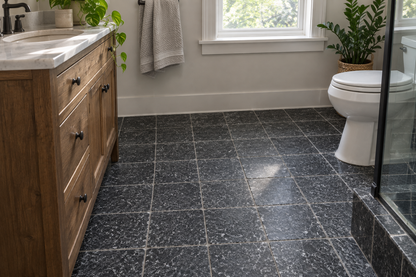 Lived-in bathroom floor