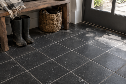 Nero Marquina Marble Tile 6x6, Tumbled
