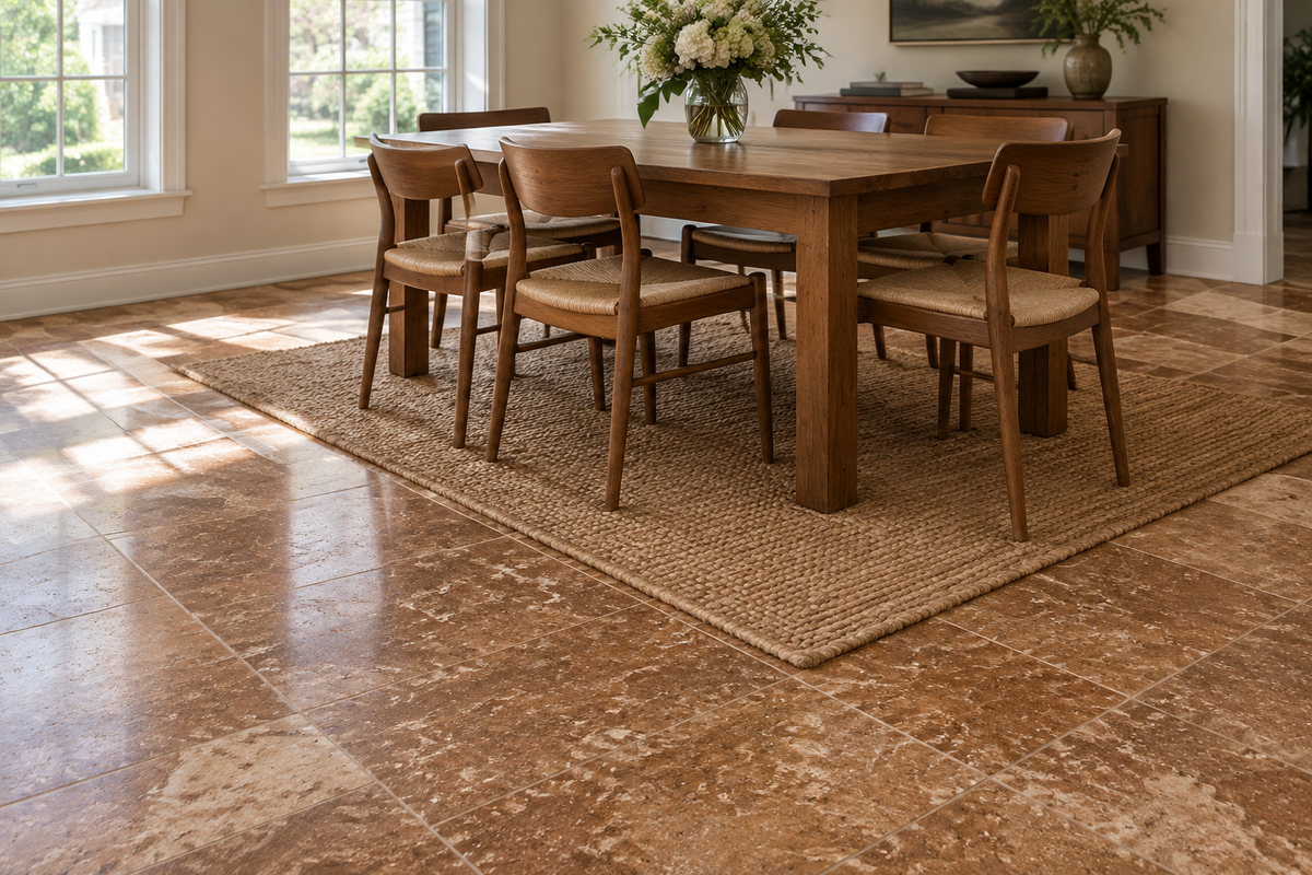 Brown Noce Travertine Tile 18x18, Filled & Honed