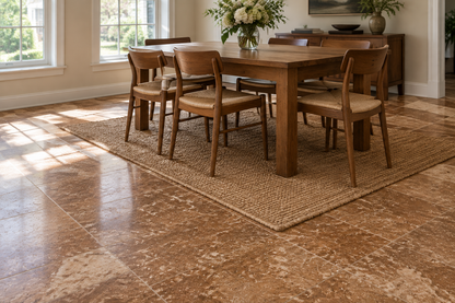 Brown Noce Travertine Tile 18x18, Filled & Honed
