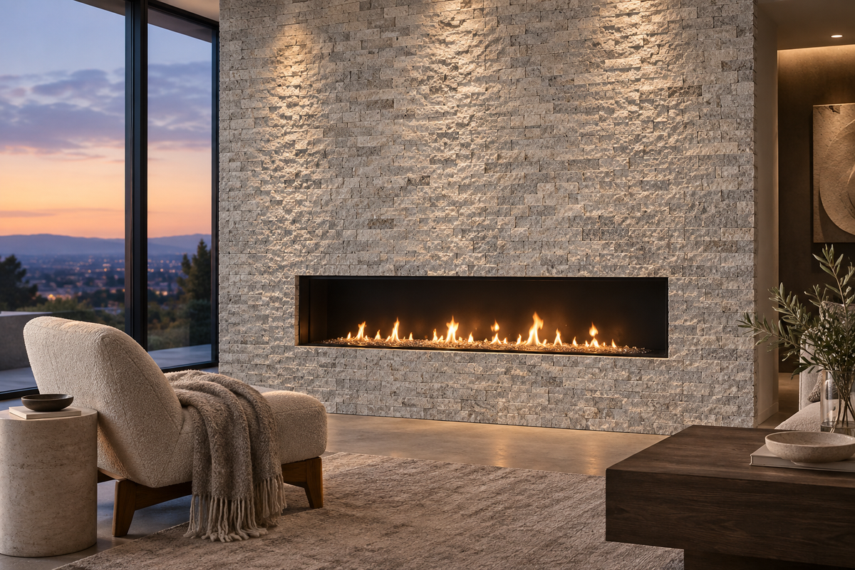 Silver Travertine Brick Mosaic Tile 1x2, Split Face