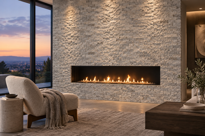 Silver Travertine Brick Mosaic Tile 1x2, Split Face