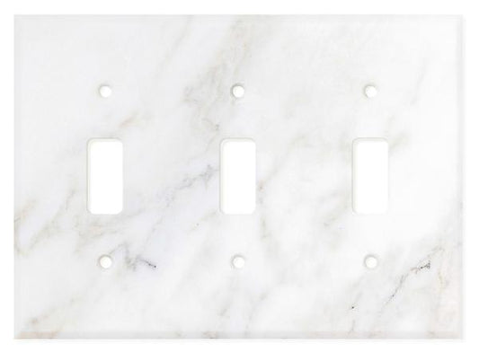 Tilefornia Calacatta Gold Marble Triple Toggle Switch Plate - Tilefornia