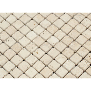 Andean Vanilla Peruvian Travertine 1 X 1 Tumbled Mosaic Tile - Lot of 50 Sheets - Tilefornia