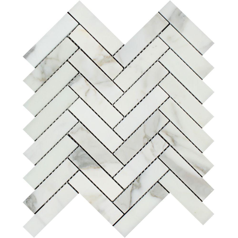 Tilefornia Calacatta Gold Herringbone 1"X4" Mosaic Tile Polished/Honed - Tilefornia
