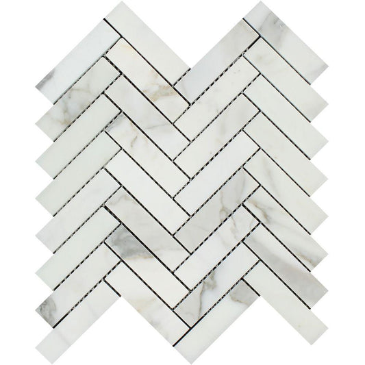 Tilefornia Calacatta Gold Herringbone 1"X4" Mosaic Tile Polished/Honed - Tilefornia