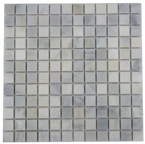 Tilefornia Arbescato Bianco Carrara Marble Polished Mosaic 1x1 Tiles for Backsplash, Shower Walls, Bathroom Floors - Tilefornia
