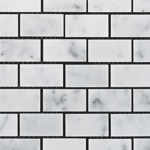Tilefornia Italian Carrara White Marble 5/8" X 1 1/4" (Baby/Mini Brick) Mosaic Tile Polished/Honed - Tilefornia