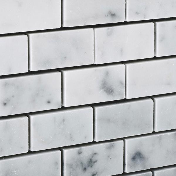 Tilefornia Italian Carrara White Marble 5/8" X 1 1/4" (Baby/Mini Brick) Mosaic Tile Polished/Honed - Tilefornia