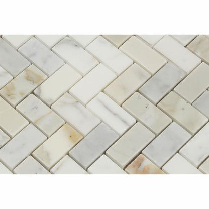 Tilefornia Calacatta Gold Herringbone 1"X2" Mosaic Polished/Honed - Tilefornia