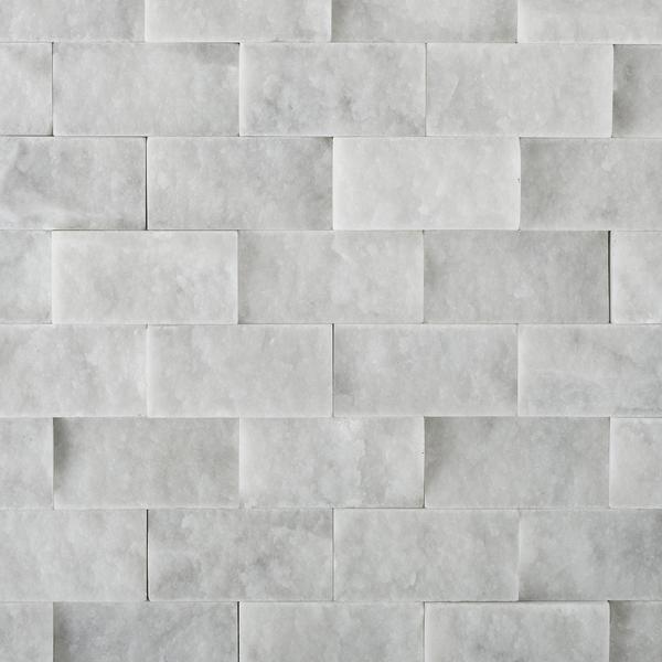 Tilefornia Italian Carrara White Marble 1" X 2" Split-Faced Mosaic Tile - Tilefornia