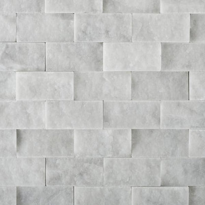 Tilefornia Italian Carrara White Marble 1" X 2" Split-Faced Mosaic Tile - Tilefornia
