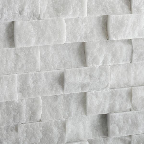 Tilefornia Italian Carrara White Marble 1" X 2" Split-Faced Mosaic Tile - Tilefornia
