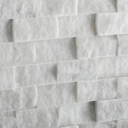 Tilefornia Italian Carrara White Marble 1" X 2" Split-Faced Mosaic Tile - Tilefornia