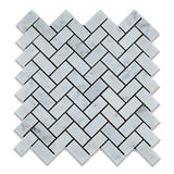 Tilefornia Italian Carrara White Marble Herringbone 1"X2" Mosaic Polished/Honed - Tilefornia