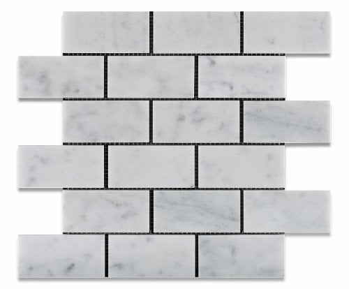 Carrara White Marble Honed 2 X 4 Brick Mosaic Tile - Lot of 50 sq. ft. - Tilefornia