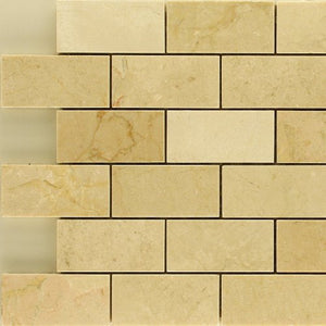 Crema Marfil Polished Stone 2"x4" Mosaic Backsplash Marble Tile - Tilefornia