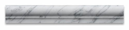 Bianco Carrara White Marble Honed 2 X 12 OG-1 Chair Rail Molding - Box of 5 pcs. - Tilefornia
