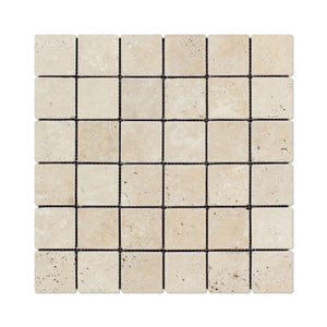 Andean Vanilla Peruvian Travertine 2 X 2 Tumbled Mosaic Tile - 6" X 6" Sample - Tilefornia
