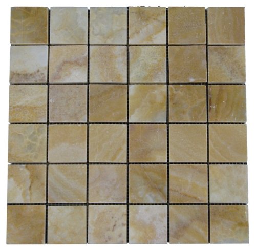 Yellow Onyx Polished Mosiac 2x2 Sheets for Backsplash, Shower Walls, Bathroom Floors - Tilefornia