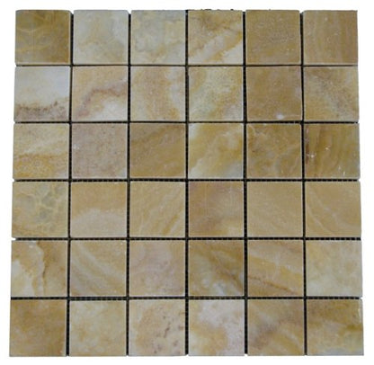 Yellow Onyx Polished Mosiac 2x2 Sheets for Backsplash, Shower Walls, Bathroom Floors - Tilefornia