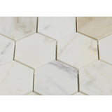 Tilefornia Calacatta Gold 3" Hexagon  Mosaic Tile Polished & Honed - Tilefornia