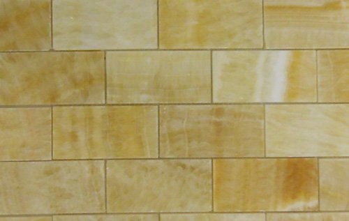 Brick Pattern Honey Onyx 2x4 Polished Mosaics Meshed on 12" X 12" Sheet for Backsplash, Shower Walls, Bathroom Floors - Tilefornia