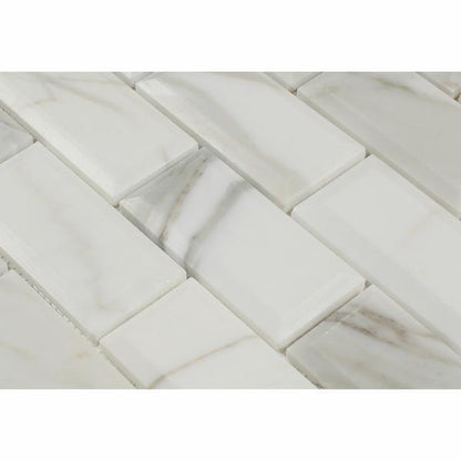 Tilefornia Calacatta Gold 2" X 4" Deep Beveled Mosaic Tile Polished /Honed - Tilefornia