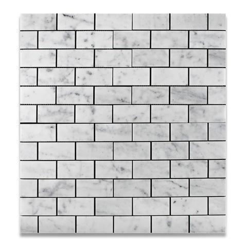 Tilefornia Italian Carrara White Marble 2" X 4" Straight Edge Brick Mosaic Tile Polished/Honed - Tilefornia