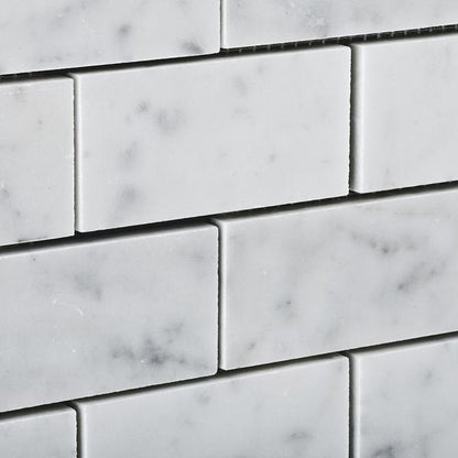 Tilefornia Italian Carrara White Marble 2" X 4" Straight Edge Brick Mosaic Tile Polished/Honed - Tilefornia
