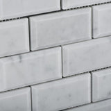 Tilefornia Italian Carrara White Marble 2" X 4" Brick Deep Beveled  Mosaic Tile Polished/Honed - Tilefornia