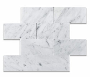 Bianco Carrara White 3 X 6 Marble Honed Brick Tile - SAMPLE - Tilefornia