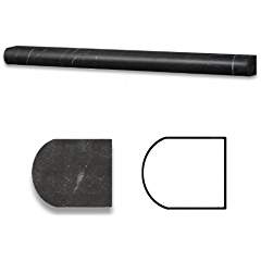 Taurus Black 3/4" X 12" Polished Marble Bullnose Liner - 4" Sample - Tilefornia