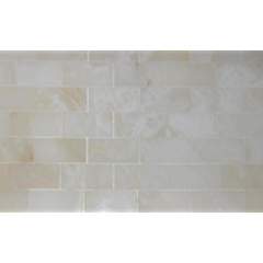 Premium White Onyx VEIN-CUT 2 X 4 Polished Brick Mosaic Tile - Lot of 50 Sheets - Tilefornia