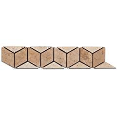 Noce & Ivory Travertine Cagliari Tumbled Border / Listello - Box of 5 Pcs. - Tilefornia