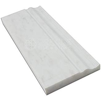 Oriental White (Eastern White) Marble Baseboard Trim Molding, Polished - Tilefornia
