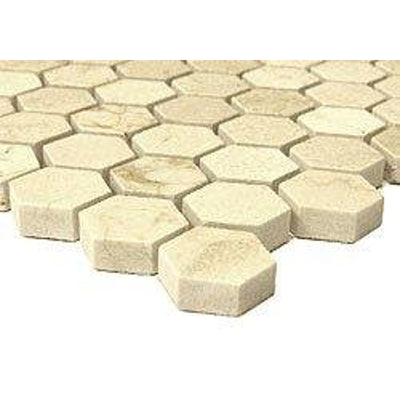 Crema Marfil Marble Hexagon Mosaic Tile 1 in, Honed