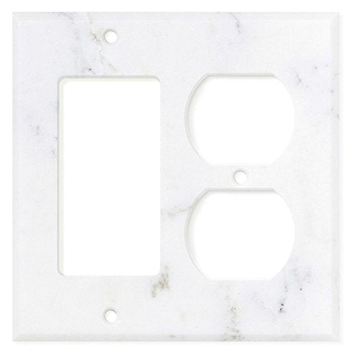 Italian Calacatta Gold Marble Switch Plate Cover, Honed (ROCKER DUPLEX) - Tilefornia